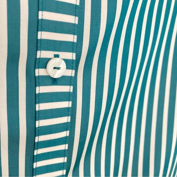 Fox Croft NYC Green/White Striped Heritage Non-Iron Button Down Shirt - Picture 10 of 13